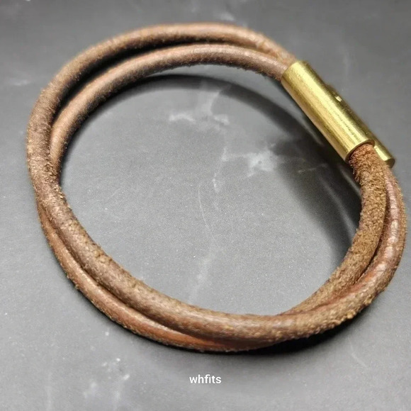 Hermes H Logo brown leather bracelet - Picture 2 of 3